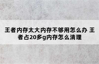 王者内存太大内存不够用怎么办 王者占20多g内存怎么清理